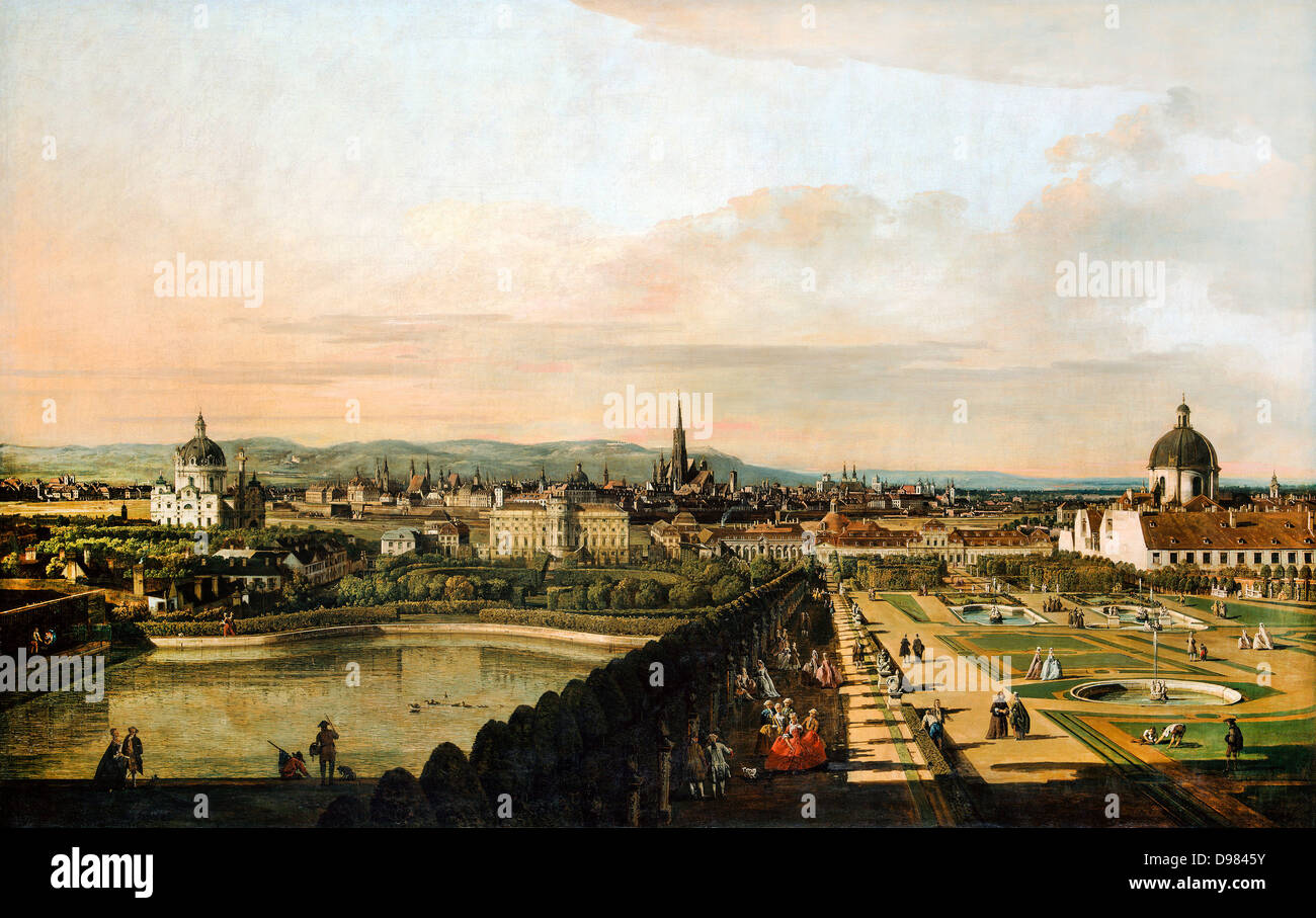 Bernardo Bellotto, chiamato il Canaletto, Vienna vista dal Belvedere Palace 1759 - 1760 olio su tela. Kunsthistorisches Museum Foto Stock