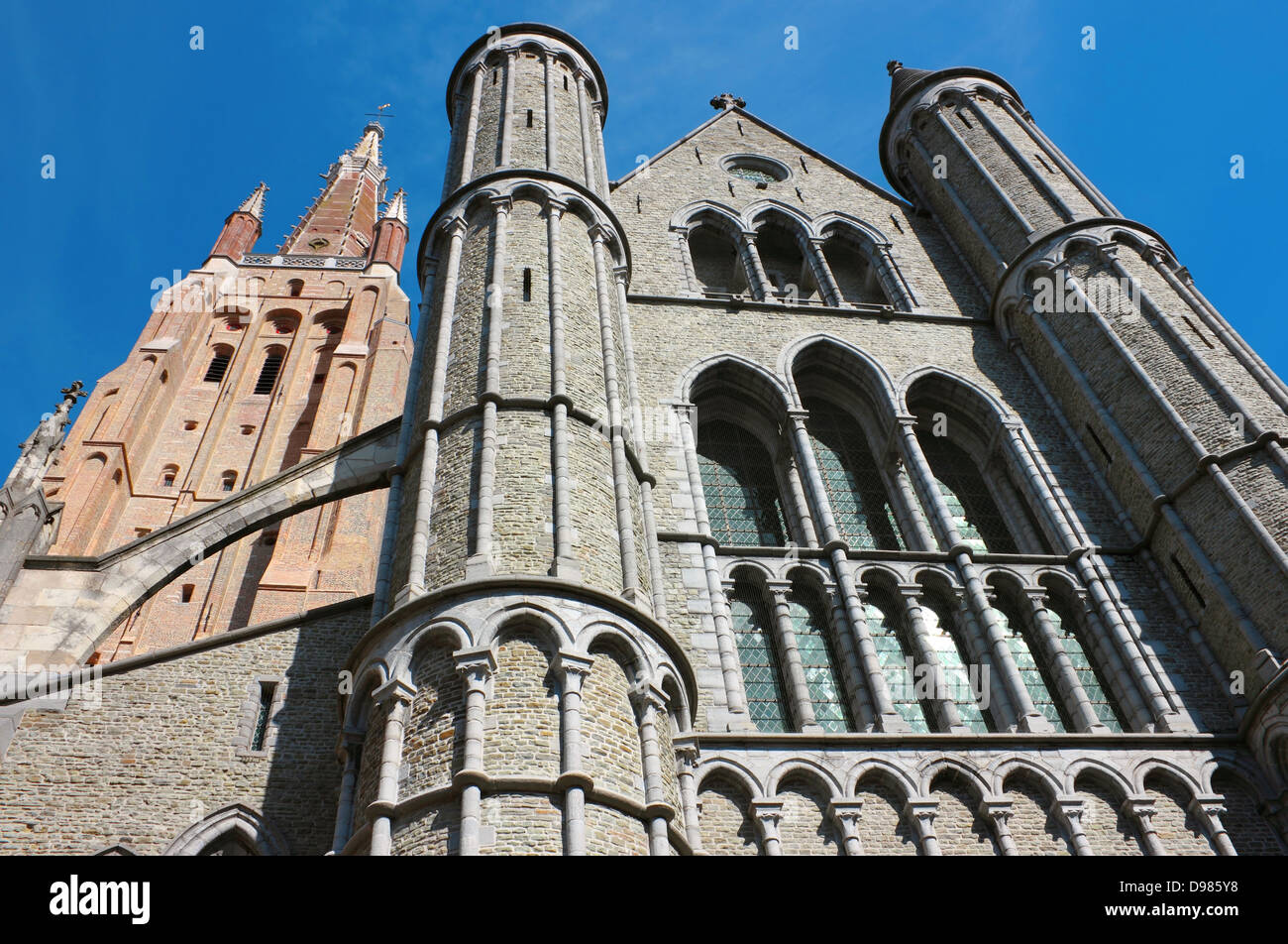Chiesa di Nostra Signora della facciata a Bruges, Belgio. Foto Stock