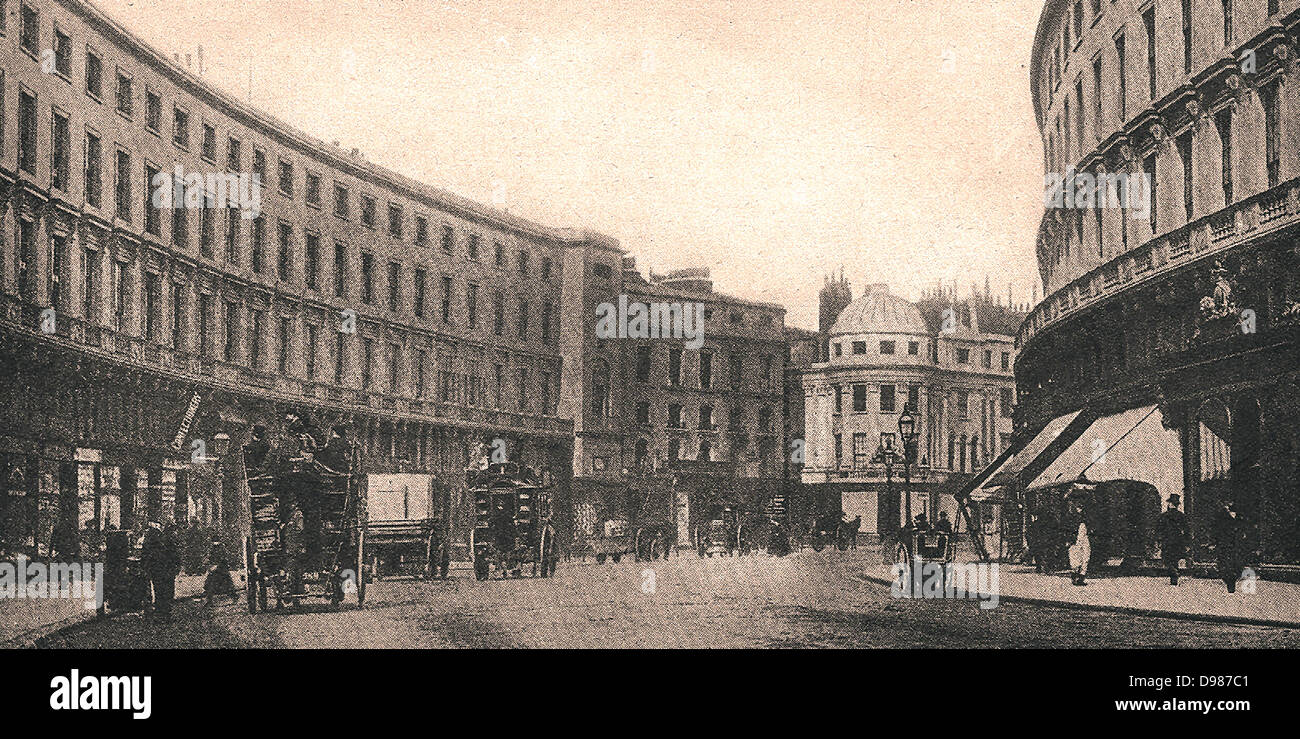 Regent Street, Londra, Inghilterra, visto da Piccadilly Circus, c1900. Foto Stock