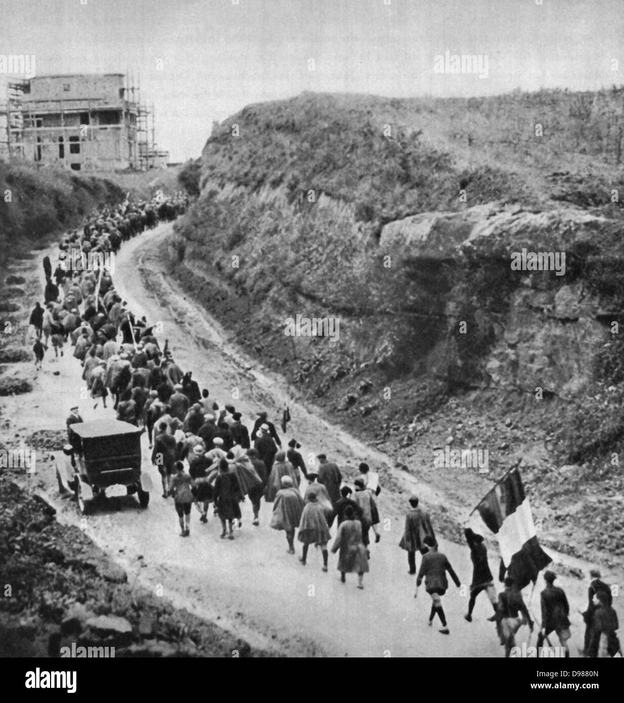 La marcia su Roma, un colpo di stato da cui Mussolini nazionale del Partito Fascista (Partito Nazionale Fascista, o PNF) è arrivato al potere nel Regno d'Italia. Si è svolta dal 27 Ottobre al 29 ottobre 1922. Foto Stock