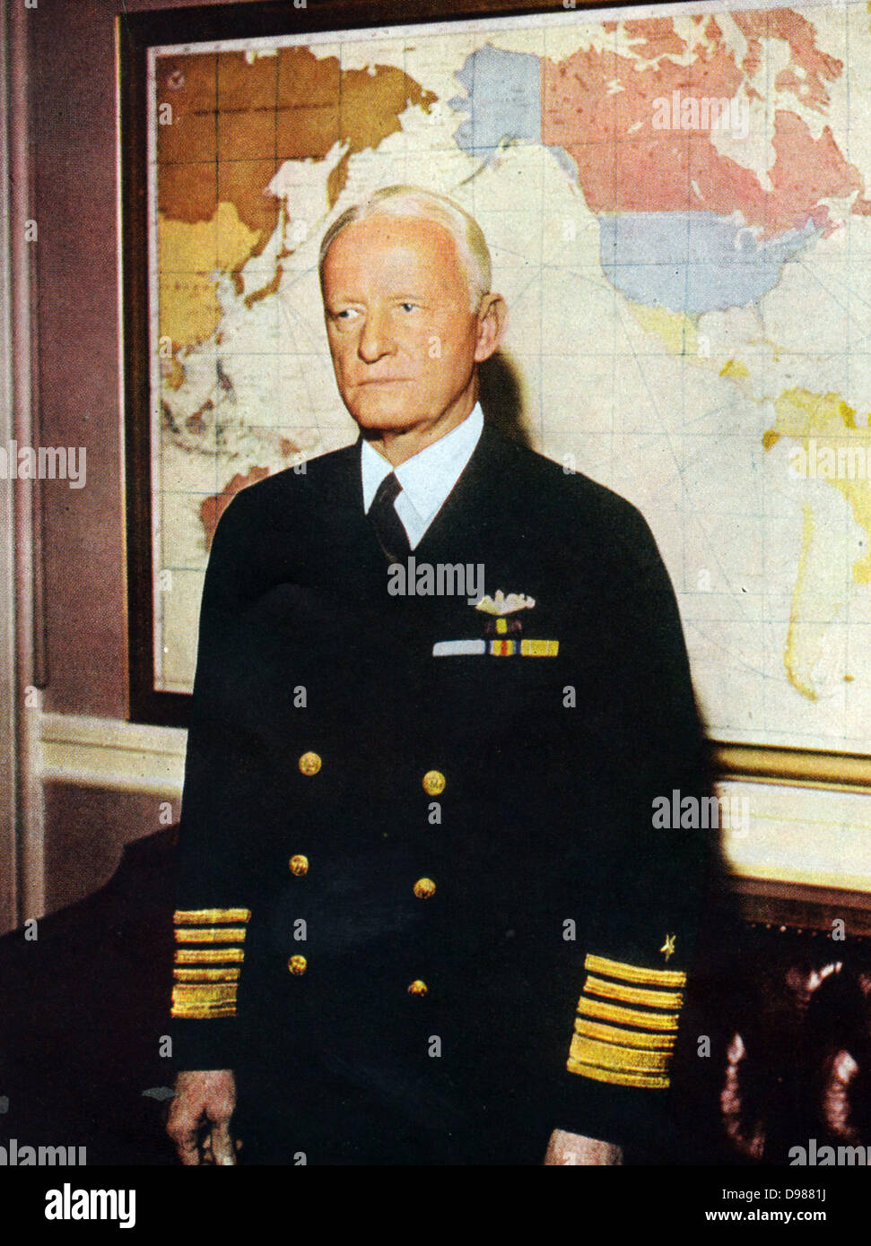 Admiral Chester William Nimitz, Comandante in Capo, U.S. Flotta del pacifico. Successore di Admiral Kimmel dopo l'attacco giapponese a Pearl Harbor il 8 dicembre 1941. (Colore) Foto Stock