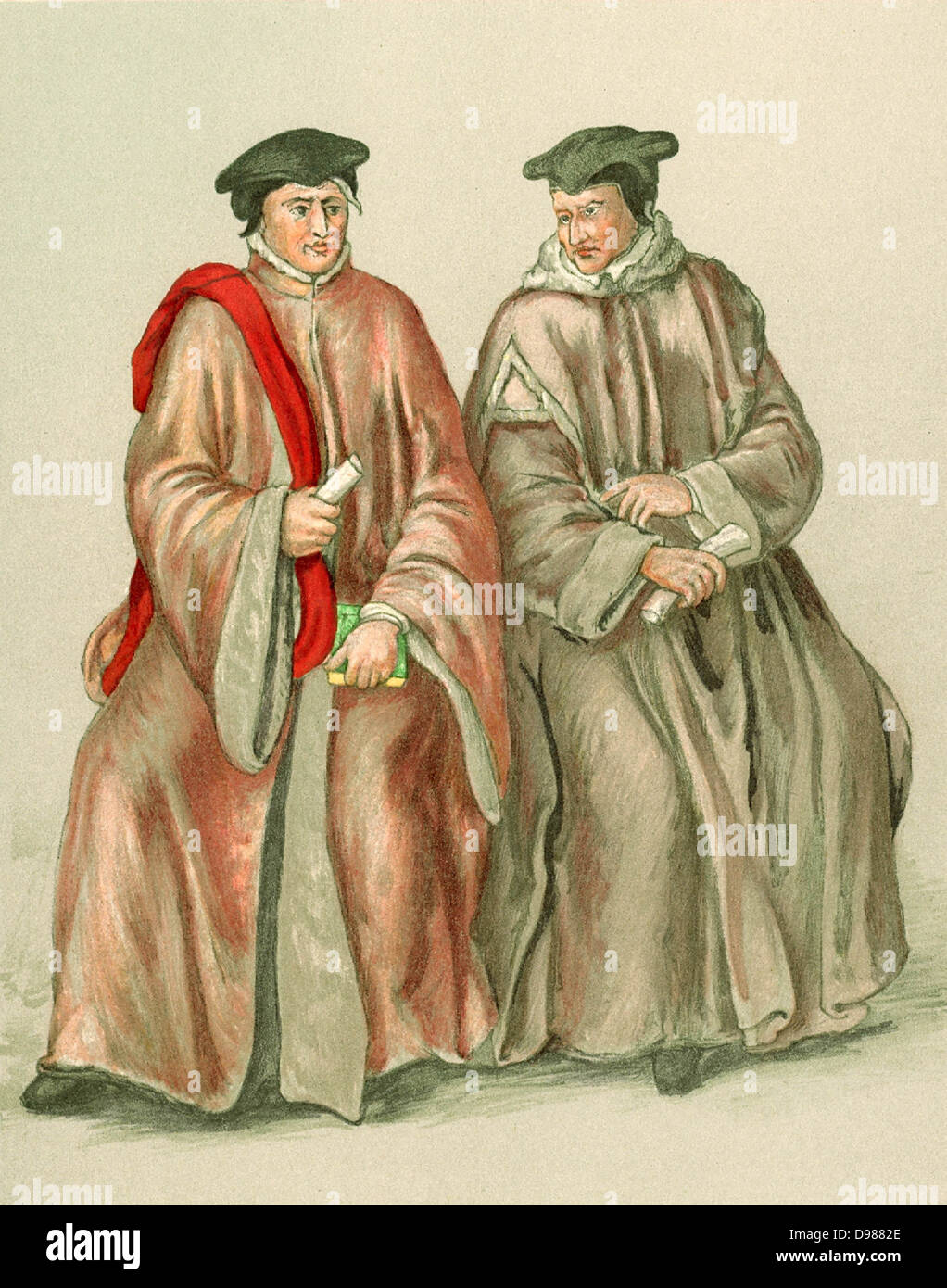 I giudici nelle loro vesti durante il tempo di Elisabetta I.del XVI secolo. Foto Stock