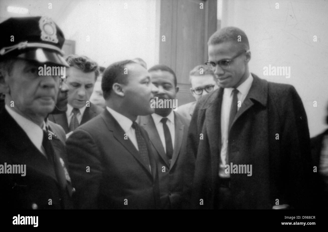Martin Luther King Junior (1929-1968) e Malcolm X (Malcolm poco - 1925-1965) in attesa di una conferenza stampa, 26 marzo 1964. Fotografo: Marion S.Trikoskor. Foto Stock