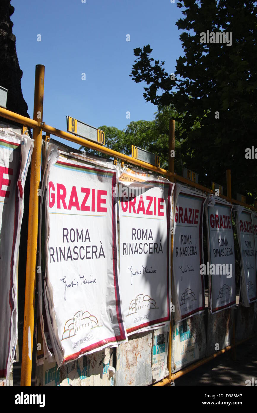 Ignazio Marino, Roma, Italia. 13 giugno 2013 Messaggio di ringraziamento al pubblico da parte del neo eletto sindaco di Roma, Ignazio Marino, Roma, Italia Credito: Gari Wyn Williams/Alamy Live News Foto Stock