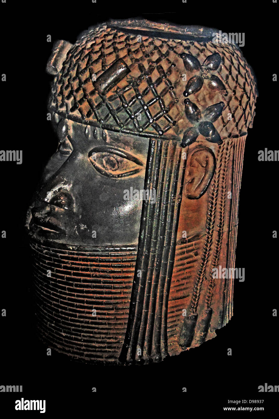Cast di bronzo testa di una soluzione OBA. Il Benin, della Nigeria, del XVI secolo. Foto Stock