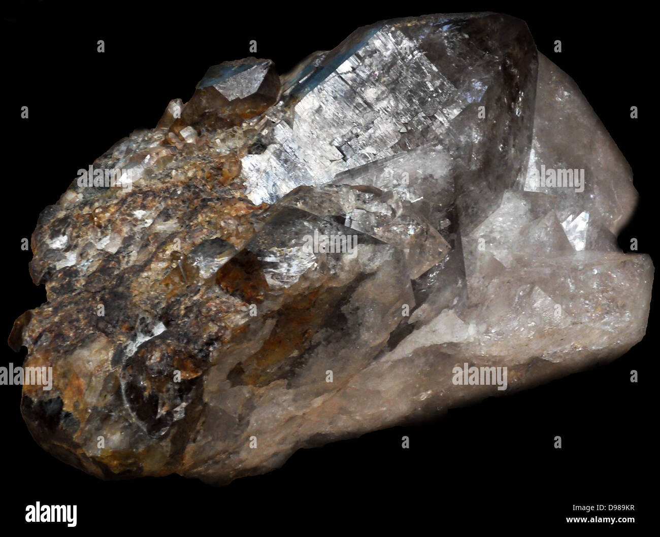 Quarzo, 1,100,000,000 anni. Questi cristalli di quarzo provengono da Dodo miniera in Polar Urali, Tyumenskaya oblast, Russia, Quart ha la formula SiO2. Foto Stock