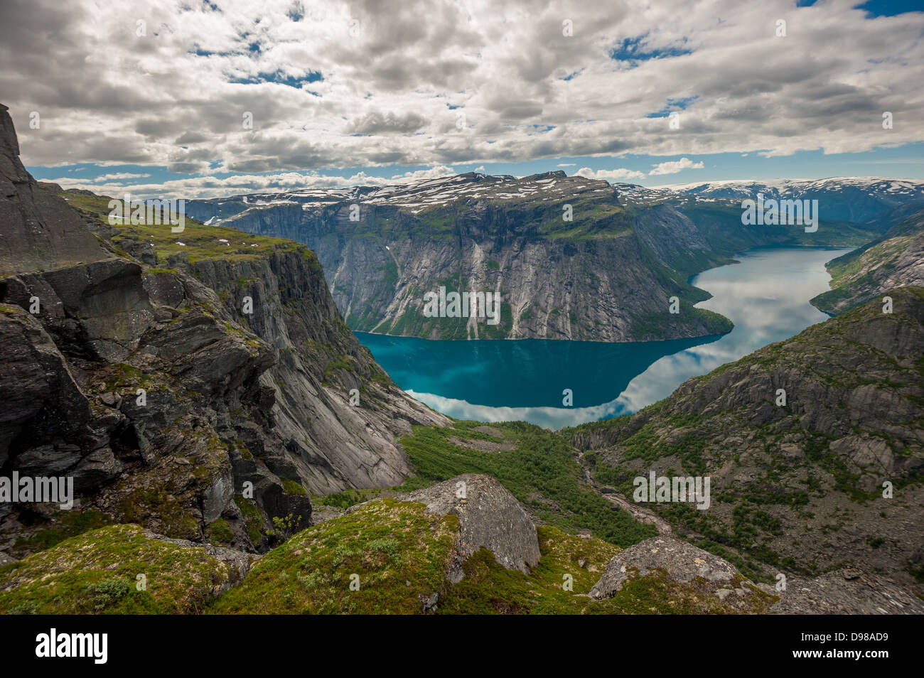 Vista del lago Ringedalsvatnet, Norvegia Foto Stock