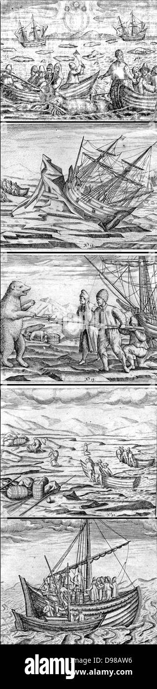 Piastre di Willem Barents viaggio terza fonte Gerrit de Veer. Data 1597(1597) Foto Stock
