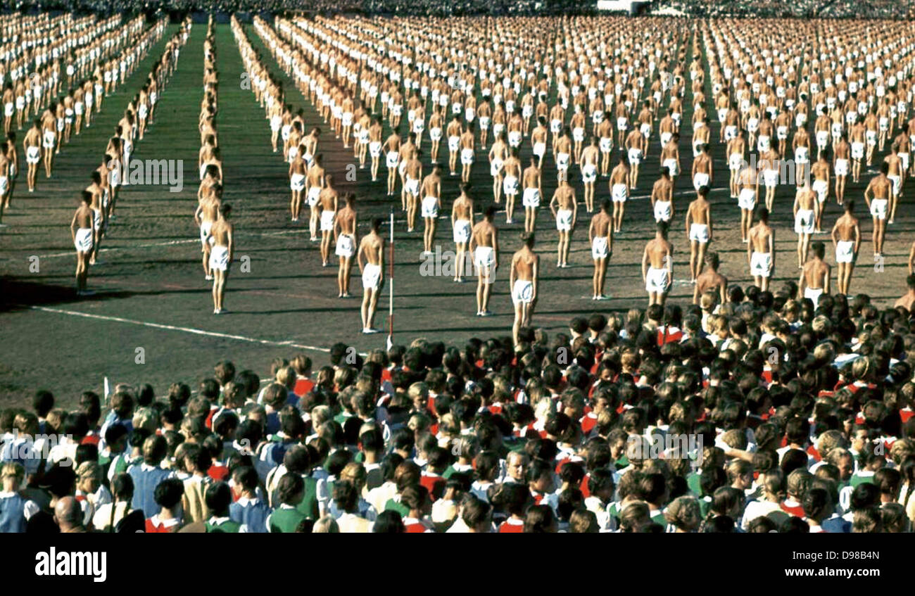 Gli atleti nazista parade presso Norimberga circa 1936 Foto Stock