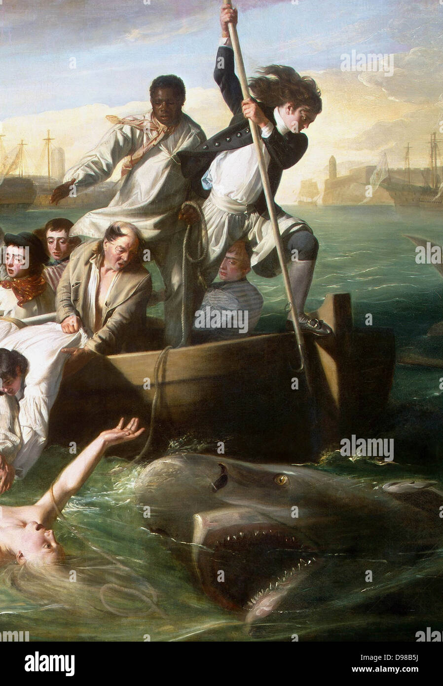 John Singleton Copley (1738 - 1815), pittore americano. Watson e lo squalo (1778) raffigura il salvataggio di Brook Watson da un attacco di squalo a l'Avana, Cuba. (Dettaglio) Foto Stock