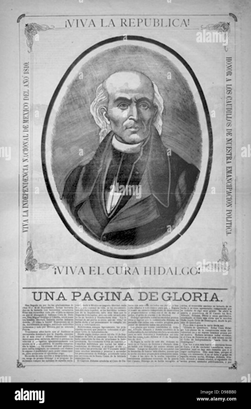 Miguel Hidalgo y Costilla (1753-1811) parrocchia romano cattolica di sacerdote e il leader della guerra messicana di indipendenza (dalla Spagna) 1810-1820. Dopo la sconfitta delle truppe di Royalist Hidalgo è stato catturato e giustiziato. Foto Stock