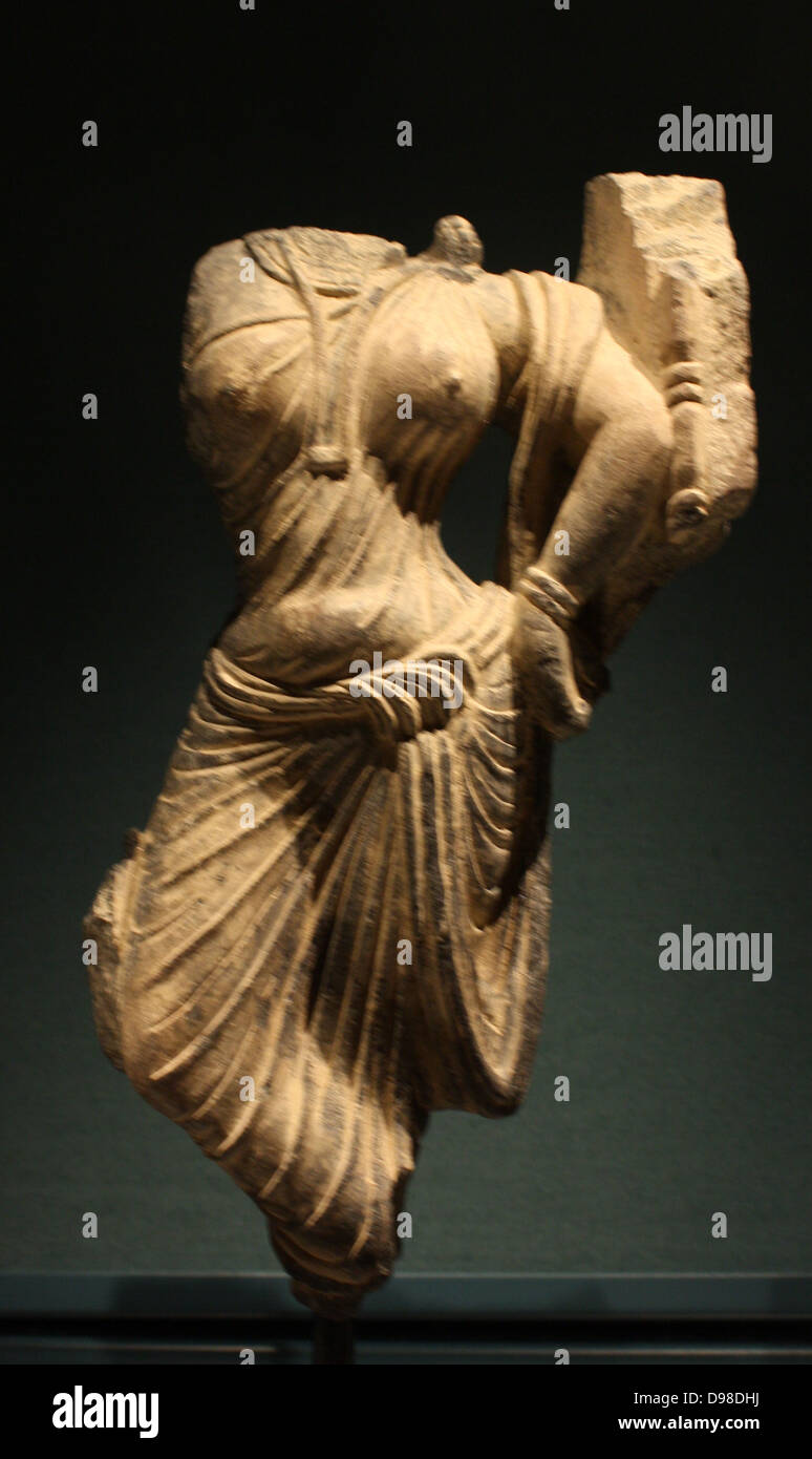 Figura femminile, Gandhara, ANNUNCIO 100-200. Lo scisto è il frammento di rilievo. Foto Stock