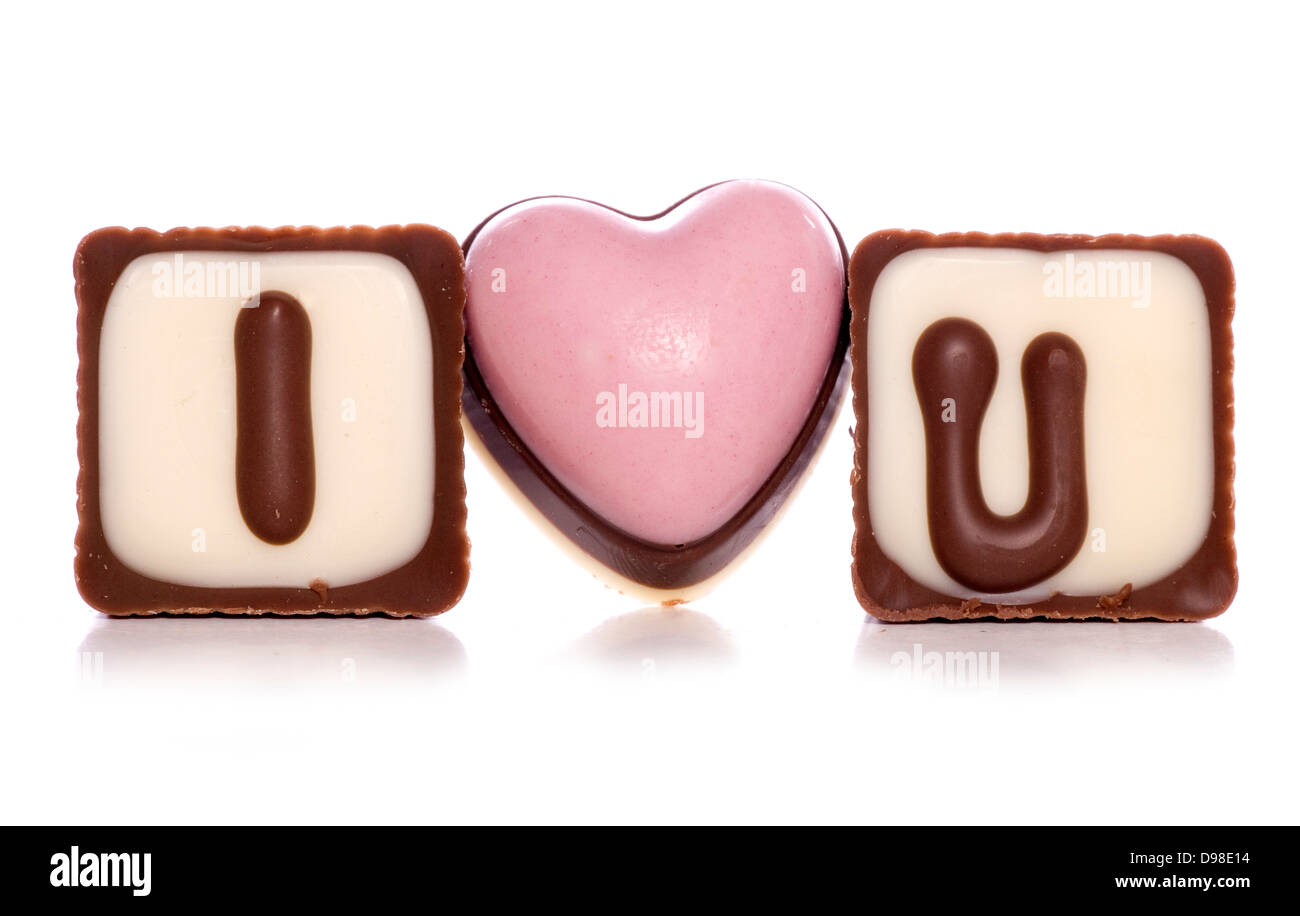 Ti amo cioccolatini studio ritaglio Foto Stock