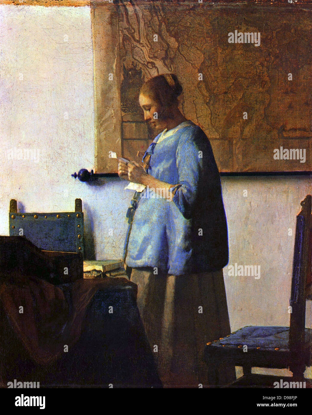 Mulher Vermeer Deitada Na Cama Antiga Da Copa Imagem de Stock - Imagem de  vestido, roupa: 164335627