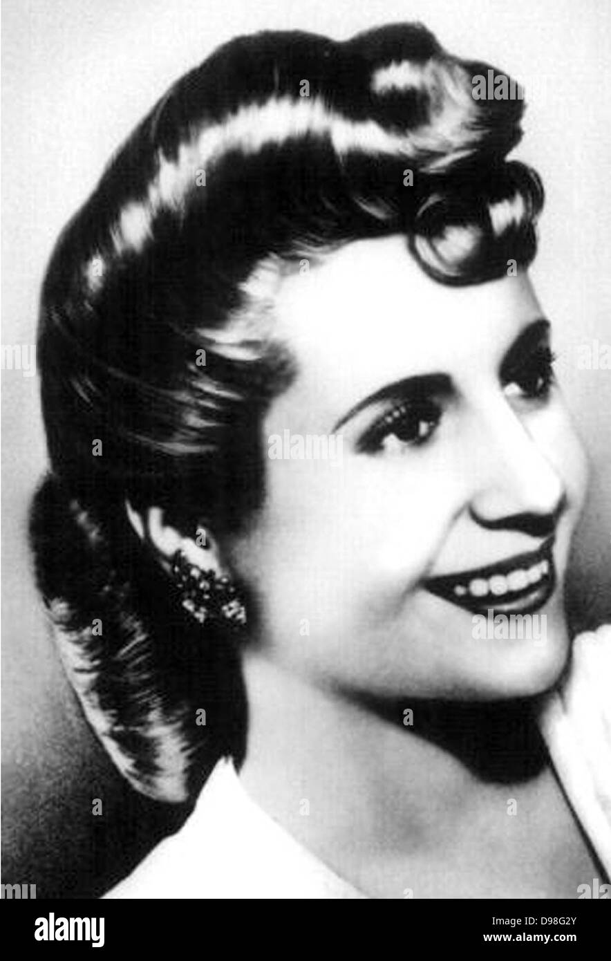 María Eva Duarte de Perón 7 Maggio 1919 - 26 luglio 1952, fu la seconda moglie del presidente Juan Perón (1895-1974) e servita come la prima donna di Argentina dal 1946 fino alla sua morte nel 1952. Foto Stock