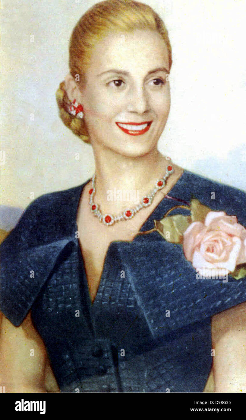 María Eva Duarte de Perón 7 Maggio 1919 - 26 luglio 1952, fu la seconda moglie del presidente Juan Perón (1895-1974) e servita come la prima donna di Argentina dal 1946 fino alla sua morte nel 1952. Foto Stock