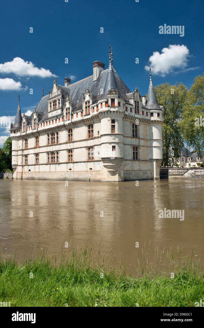 Castello di Azay le Rideau, nella Valle della Loira in Francia Foto Stock