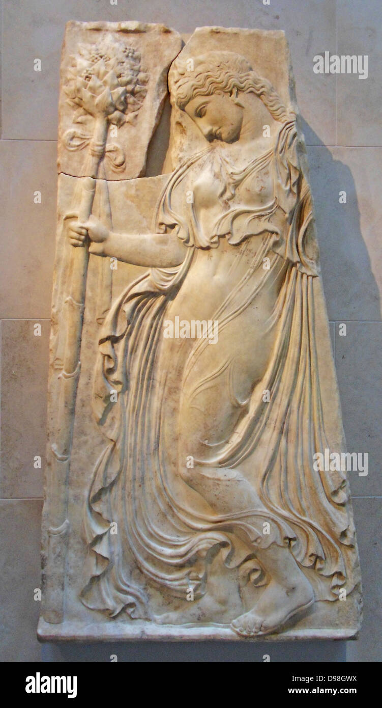 Rilievo marmoreo con un ballo romano maenad adattamento dell opera attribuita a Kallimachos ca. 27 A.C.-A.D. 14 Copia di un rilievo greco di ca. 425-400 A.C. attribuita a Kallimachos Foto Stock