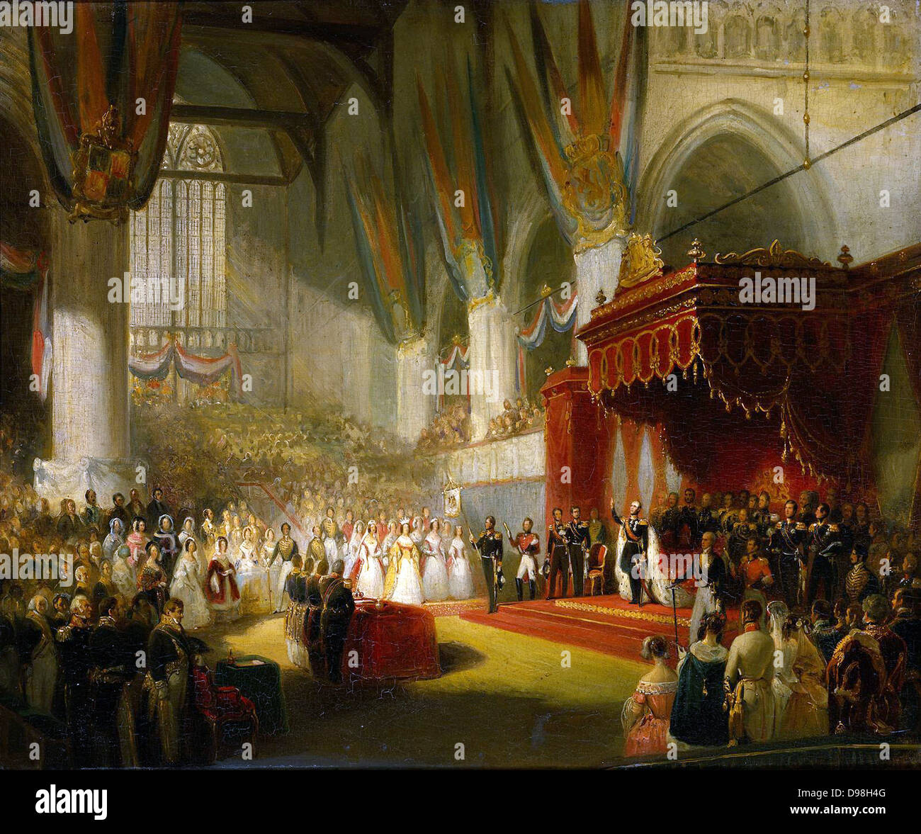 L'inaugurazione del Re Guglielmo II nel Nieuwe Kerk, Amsterdam, 28 Novembre 1840 da Nicolaas Pieneman, c. 1840-50 Foto Stock