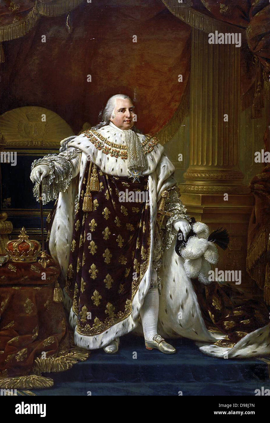 Antoine-Jean Gros (1771-1835) ritratto del re francese Luigi XVIII nella sua incoronazione vesti. Data 1817 olio su tela Foto Stock