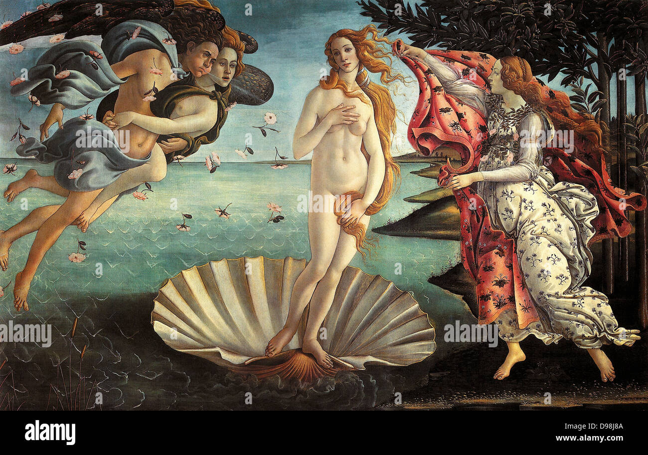 Nascita di Venere di Sandro Botticelli, circa 1485 Foto Stock