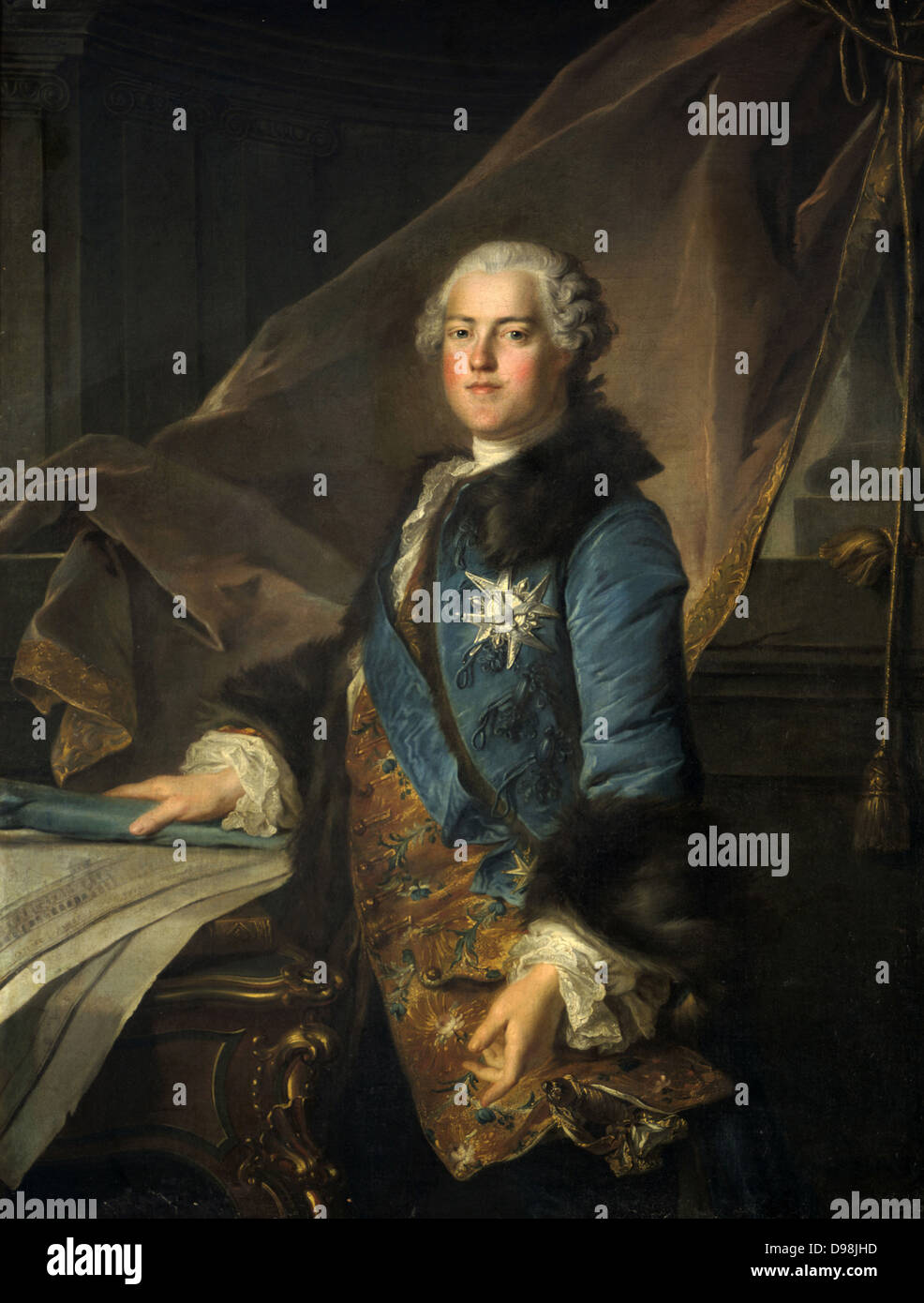 Abel Francois Poisson, Marchese de Marigny (1727-1781), fratello di Madame de Pompadour. Directeur-generale, Batiments du Roi. Ritratto di Louis Tocque (1696-1772), pittore francese. Foto Stock
