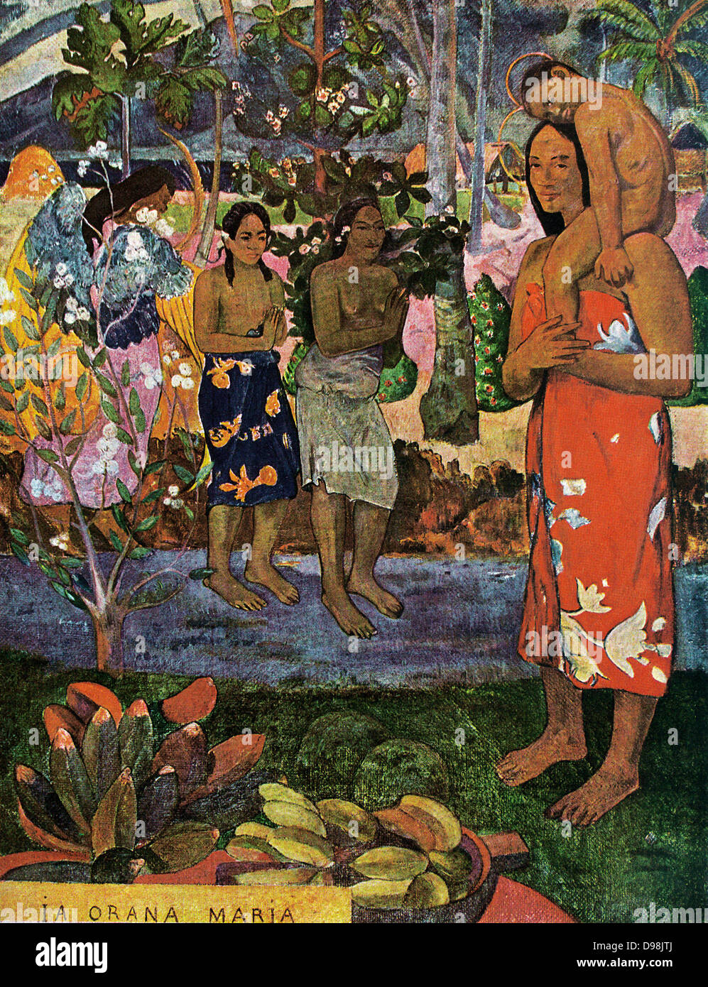 Eugène Henri Paul Gauguin(1848 - 8 Maggio 1903) francese Post-Impressionist artista. Ia Orana Maria (Ave Maria) (vi saluto Maria). 1891 olio su tela Foto Stock
