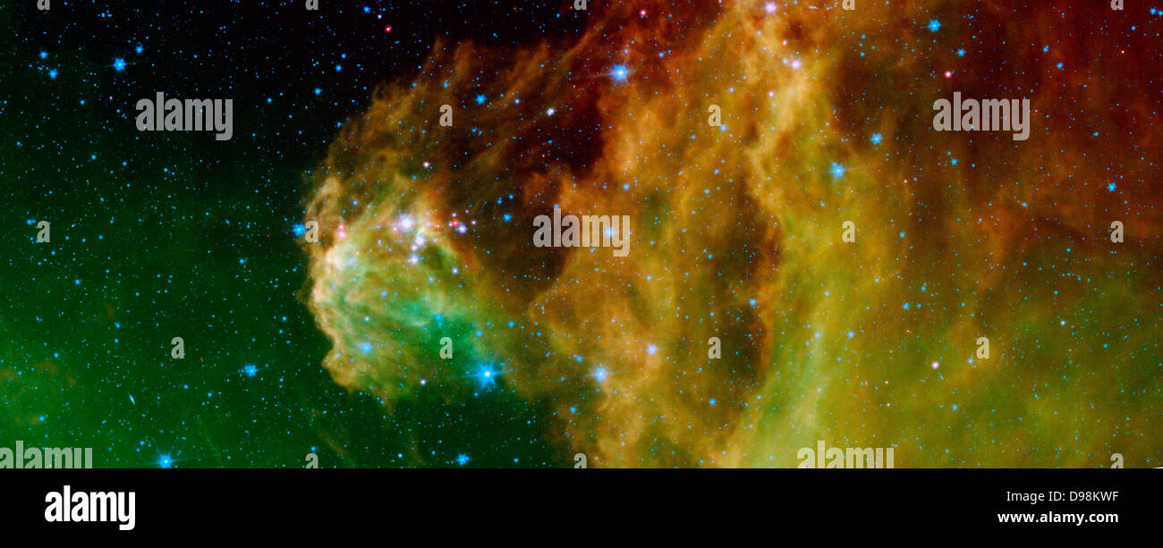 Immagine dalla NASA il telescopio spaziale Spitzer mostra neonati stelle "" da cova nella testa della costellazione del cacciatore, Orion. Foto Stock
