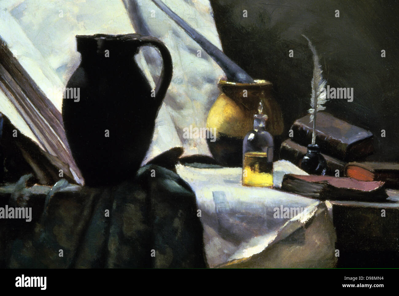 Natura morta con cranio" (dettaglio). Antoine Vollon (1833-1900) francese pittore realista. Inchiostro di penna Prenota brocca Foto Stock