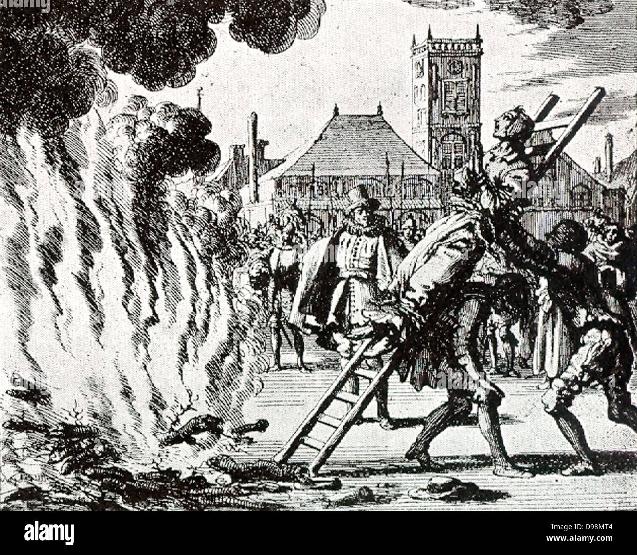 Il Mennonita Anna Hendrick è (il 10 novembre 1571), Amsterdam, gettato nel fuoco. Foto Stock