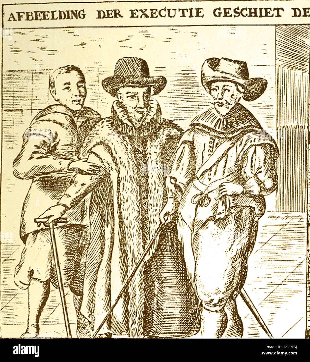 Johan van Oldenbarnevelt, signore di Berkel en Rodenrijs (1547 - 1619) statista olandese che ha giocato un ruolo importante nella lotta olandese per l'indipendenza dalla Spagna. Il 23 agosto 1618, per ordine del States-General, Oldenbarnevelt e i suoi principali sostenitori, Hugo Grotius, Gilles van Ledenberg, Rombout Hogerbeets e Jacob Dircksz de Graeff, sono stati arrestati o perso le loro posizioni politiche di governo. Egli è stato eseguito all'Aja nel maggio 1619 Foto Stock