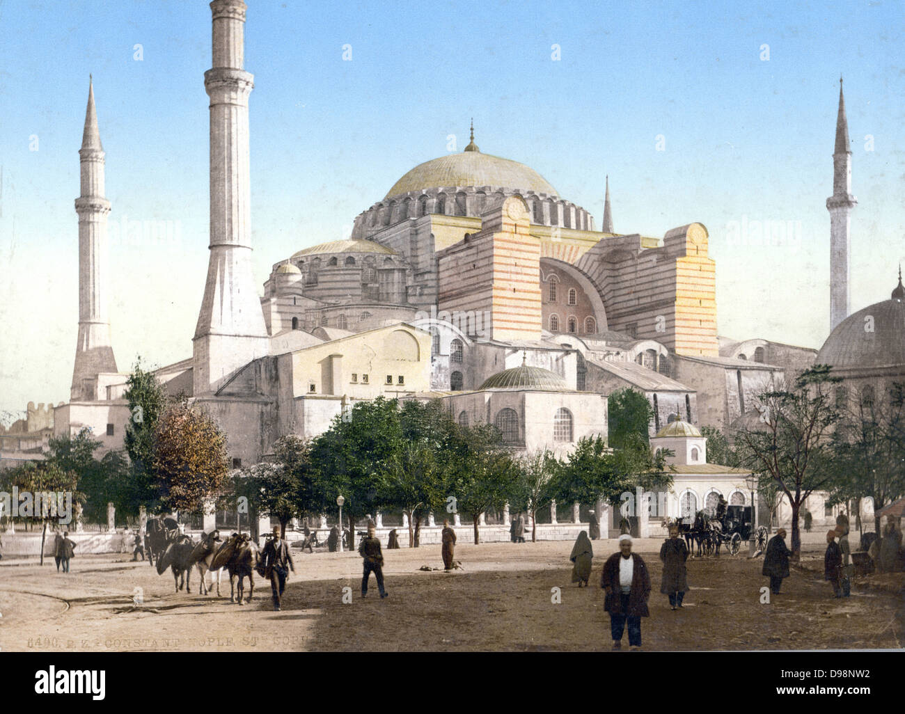 Hagia Sophia, Sancta Sophia, Istanbul (Costantinopoli), Turchia, c1890-1900. Photochrome . Fino al 1453 è servita come una cattedrale. Dal maggio 1453 al 1934 fu una moschea, ora un museo. Ottomano bizantina la religione cristiana architettura musulmana Foto Stock