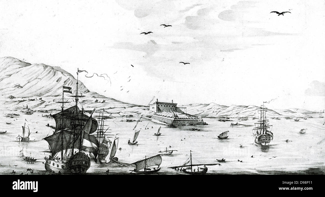 Capo di Buona Speranza, 1762, vista l'Water-Battery, come visto da sud-ovest. Foto Stock