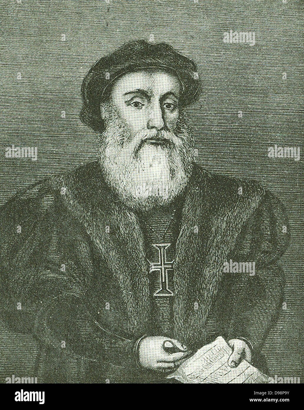Vasco da Gama (c1469-1525), il navigatore portoghese, il primo occidentale a vela attorno al Capo di Buona Speranza per l'Asia, nato a Sines in Alemtejo. Egli è stato selezionato dal re Emanuele I di scoprire un percorso in India intorno al capo. Foto Stock