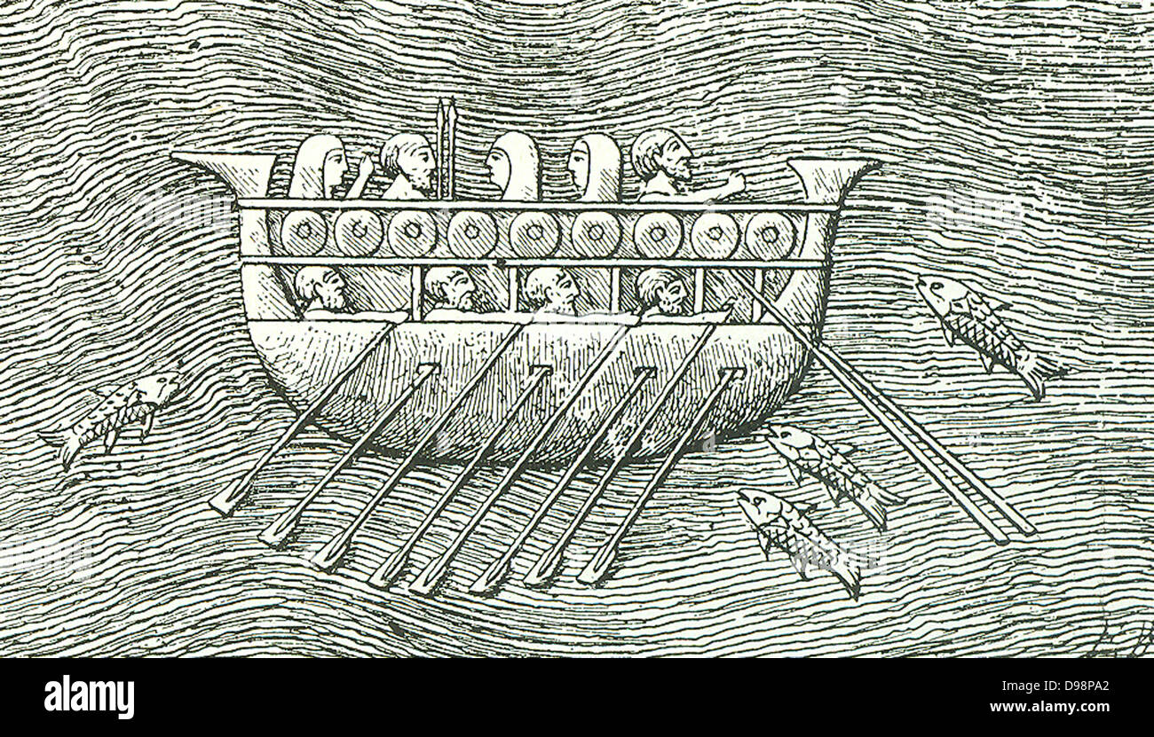 Un fenicio nave cargo - navi simili sono stati utilizzati dal faraone Necho. Appross. (600 BC) per il viaggio descritto da Erodoto. Foto Stock