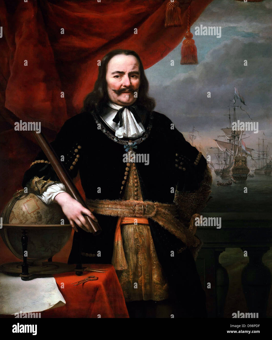 Admiral Michiel de Ruyter comandò la flotta olandese durante la Seconda guerra anglo-olandese (1664-67). È morto (1676) Foto Stock