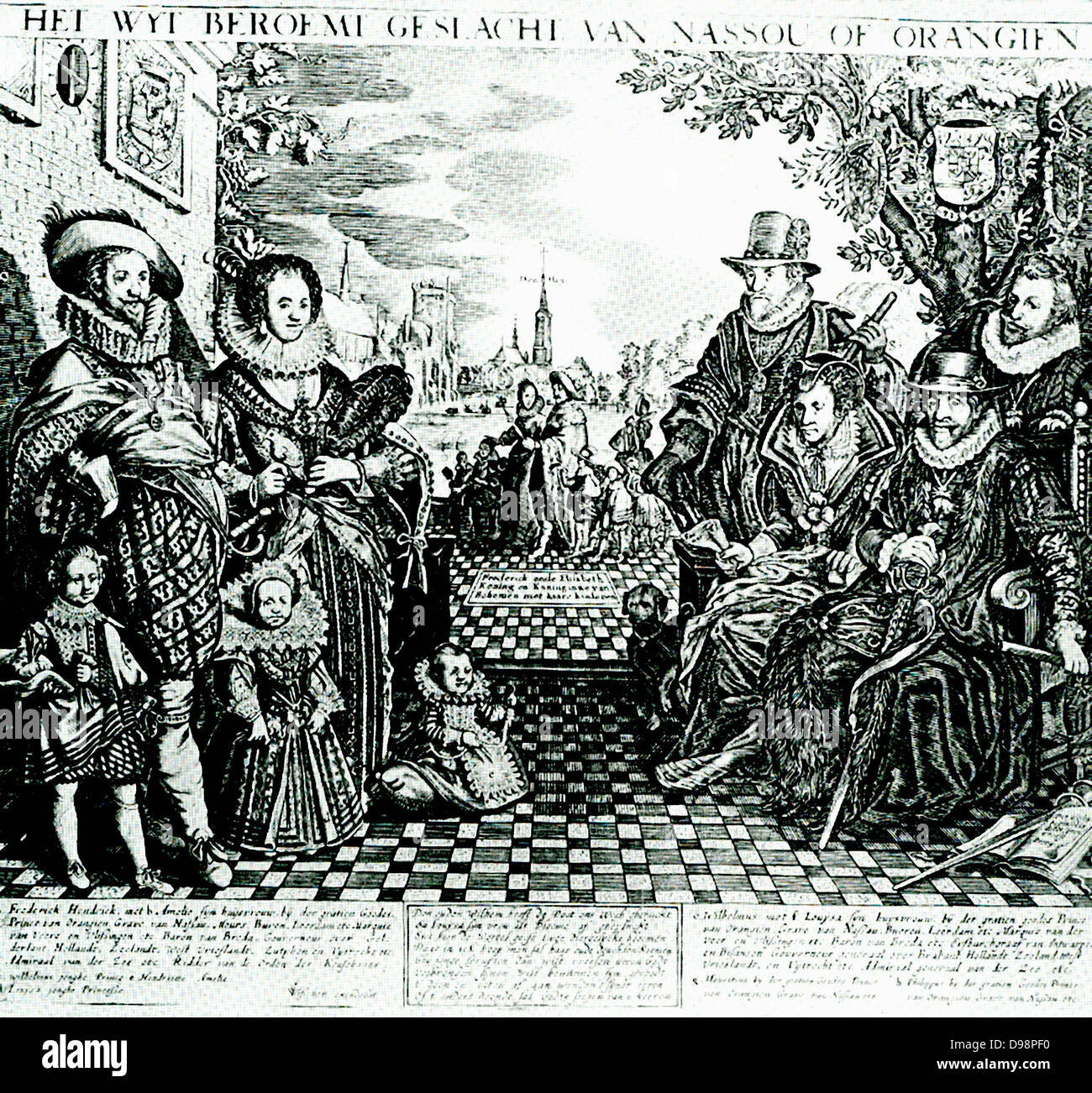 Guglielmo I, principe di Orange (24 Aprile 1533 - 10 luglio 1584), anche conosciuto come William la silenziosa (Olandese: Willem de Zwijger), o semplicemente Guglielmo d Orange (Olandese: Willem van Oranje), è stato il principale leader della rivolta olandese contro gli Spagnoli che impostato su off gli ottanta anni di guerra e ha comportato l'indipendenza formale delle province unite nel 1648. Incisione di Jan Visscher 1628 Foto Stock