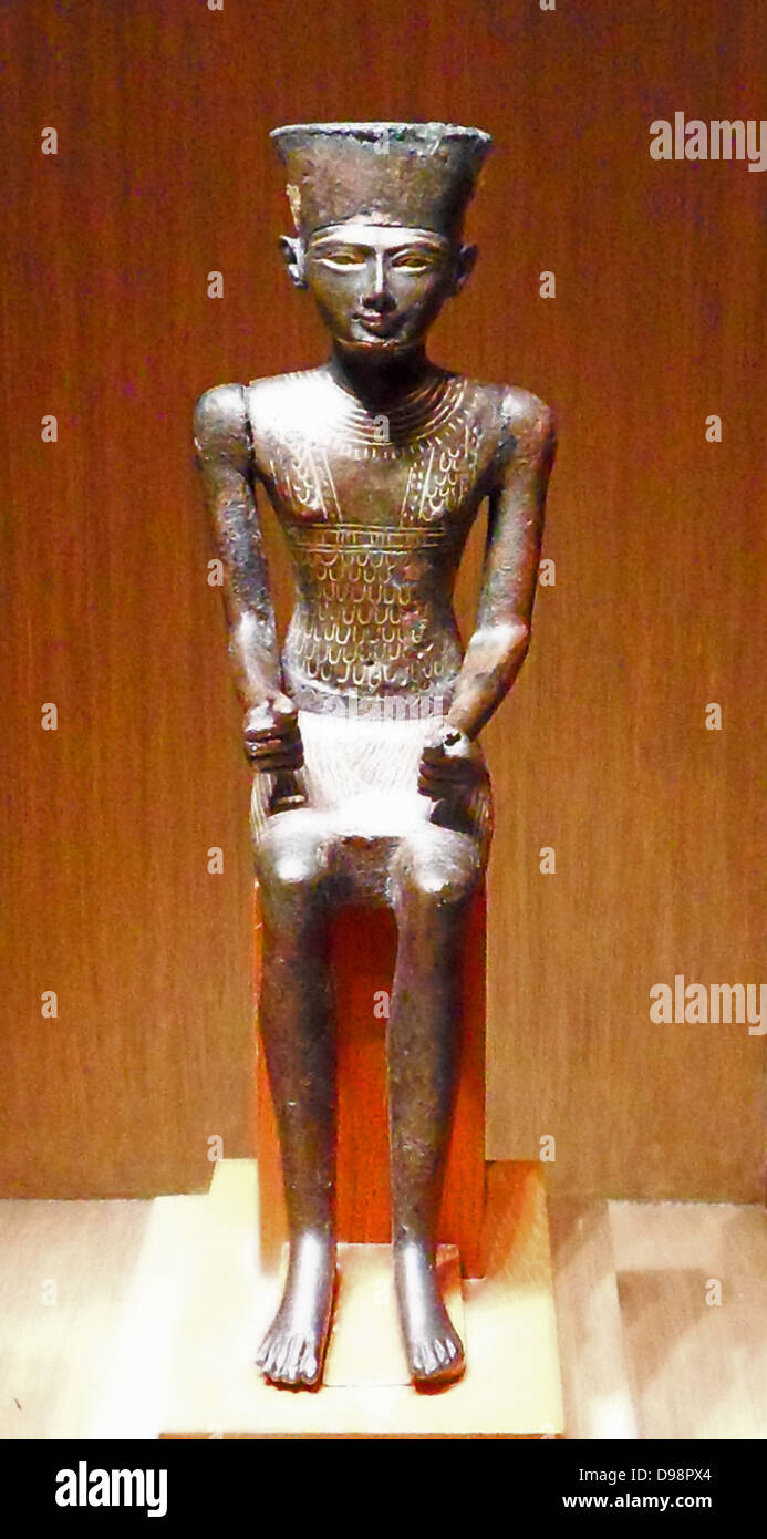 Statuetta di Amon. Terzo Periodo Intermedio 21-22 Dinastia Egitto, ca. 1070-712 A.C. Rameico, lega di metalli preziosi Foto Stock