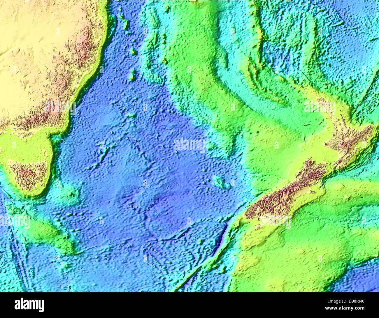 Mare di Tasman e piano terra mappa di sfiato Foto Stock