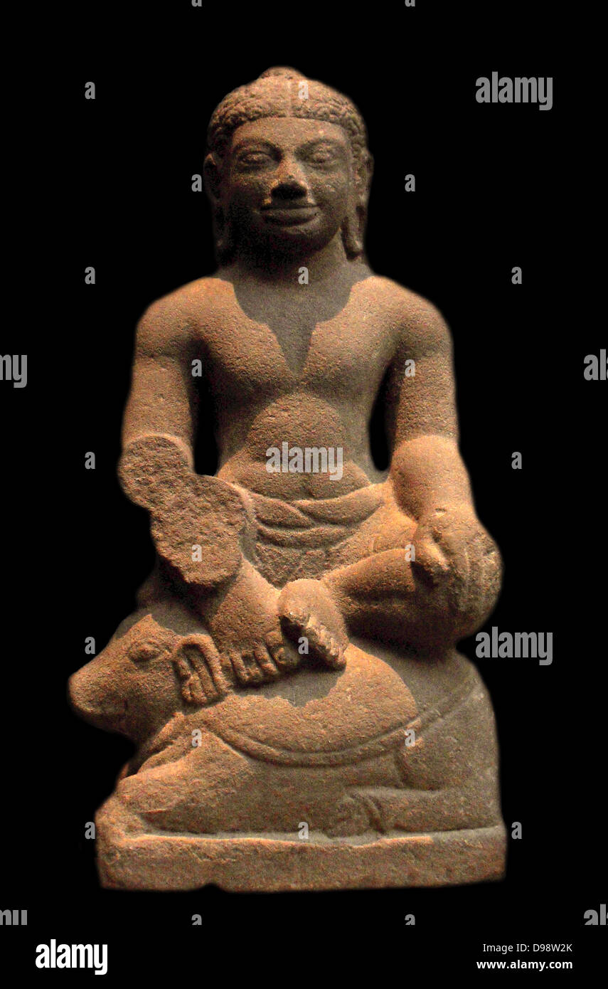 Agni (Hindu Fuoco Dio. Il settimo secolo, periodo incerto, Cambogiano. Foto Stock