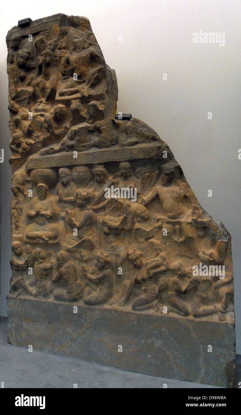 Sonno di donne la scuola Amaravati (I secolo A.C. - III secolo D.C.) calcare marmoreo, scultura da Andhra Pradesh, India (Sud) Foto Stock