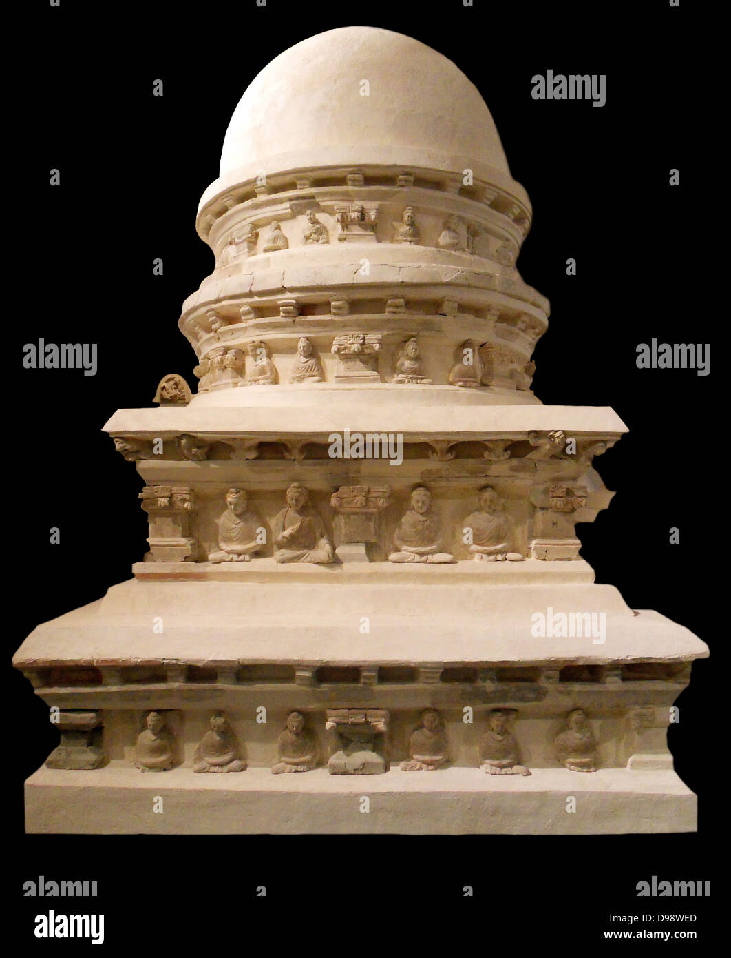 Stupa buddisti, del IV secolo, del V secolo, Hadda. Il monastero buddista, complesso a Hadda in Afghanistan orientale, non lontano da Kandahar, ha prodotto un ricco tesoretto di scultura e pittura durante gli scavi francese della fine degli anni trenta del novecento Foto Stock