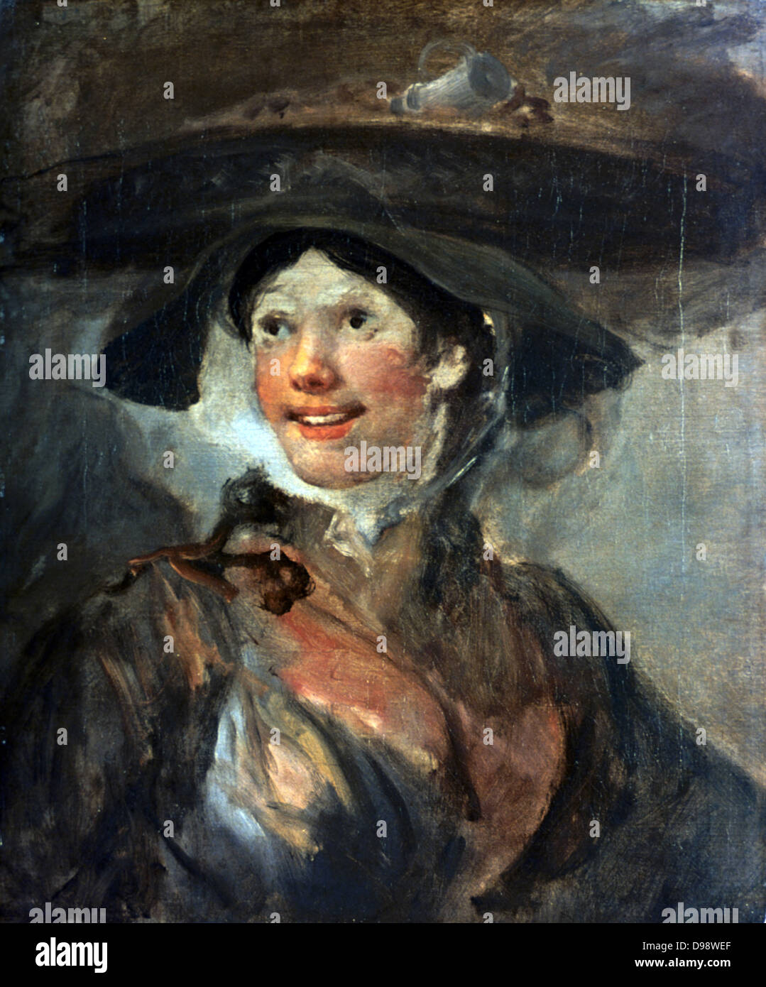 Il gambero Girl', 1740-1745. Schizzo. Olio su tela. Wiliam Hogarth (1697-1764) pittore inglese, printmaker, fumettista. Ritratto Street Trader cibo di pesce. Foto Stock