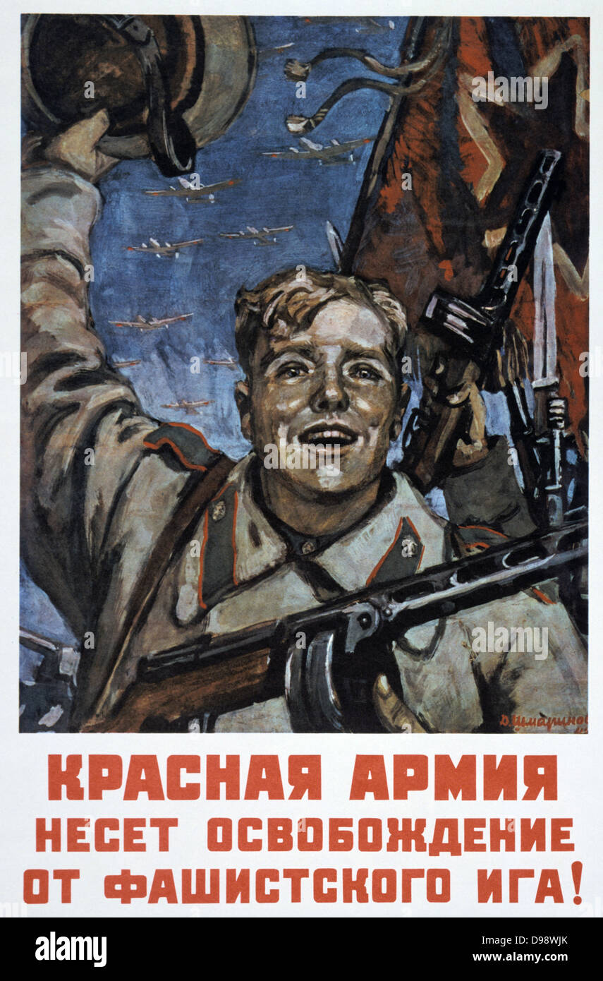 I cechi, slovacchi, polacchi! L'Armata Rossa libera dal giogo fascista", 1944. Propaganda sovietica poster Dementij Smarinov. La Russia URSS comunista comunismo Foto Stock