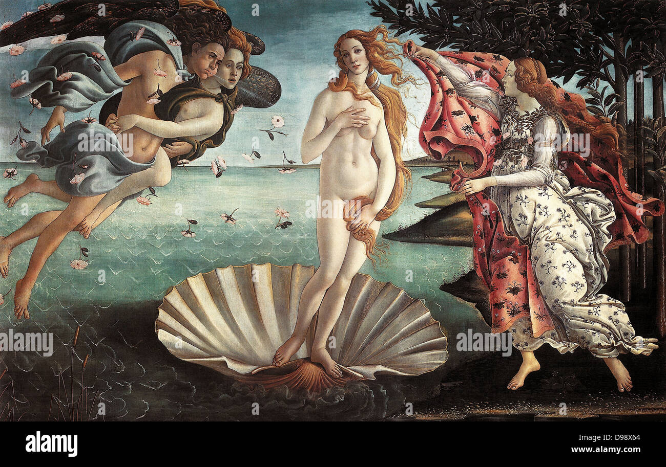 Nascita di Venere di Sandro Botticelli, circa 1485 Foto Stock