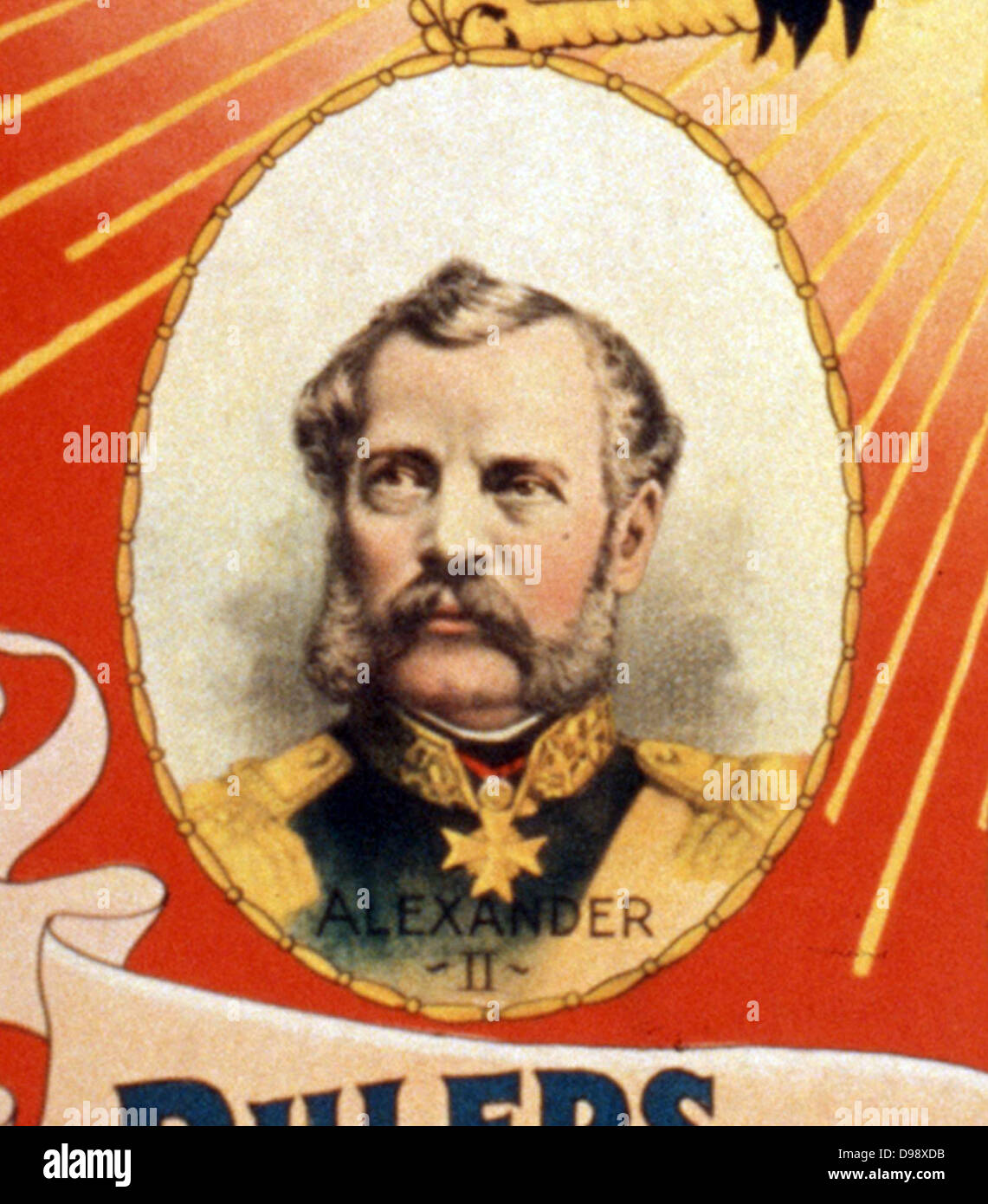 La Russia più scuro di un grand romance dello zar il realm. Poster da artista americano Sidney Ellis 1850-1931. c1895. Didascalia: i governanti della Russia, del passato e del presente: "Ivan il Terribile" ... Nicholas II. (Dettaglio raffigurante: Tsar Nicholas II) Foto Stock