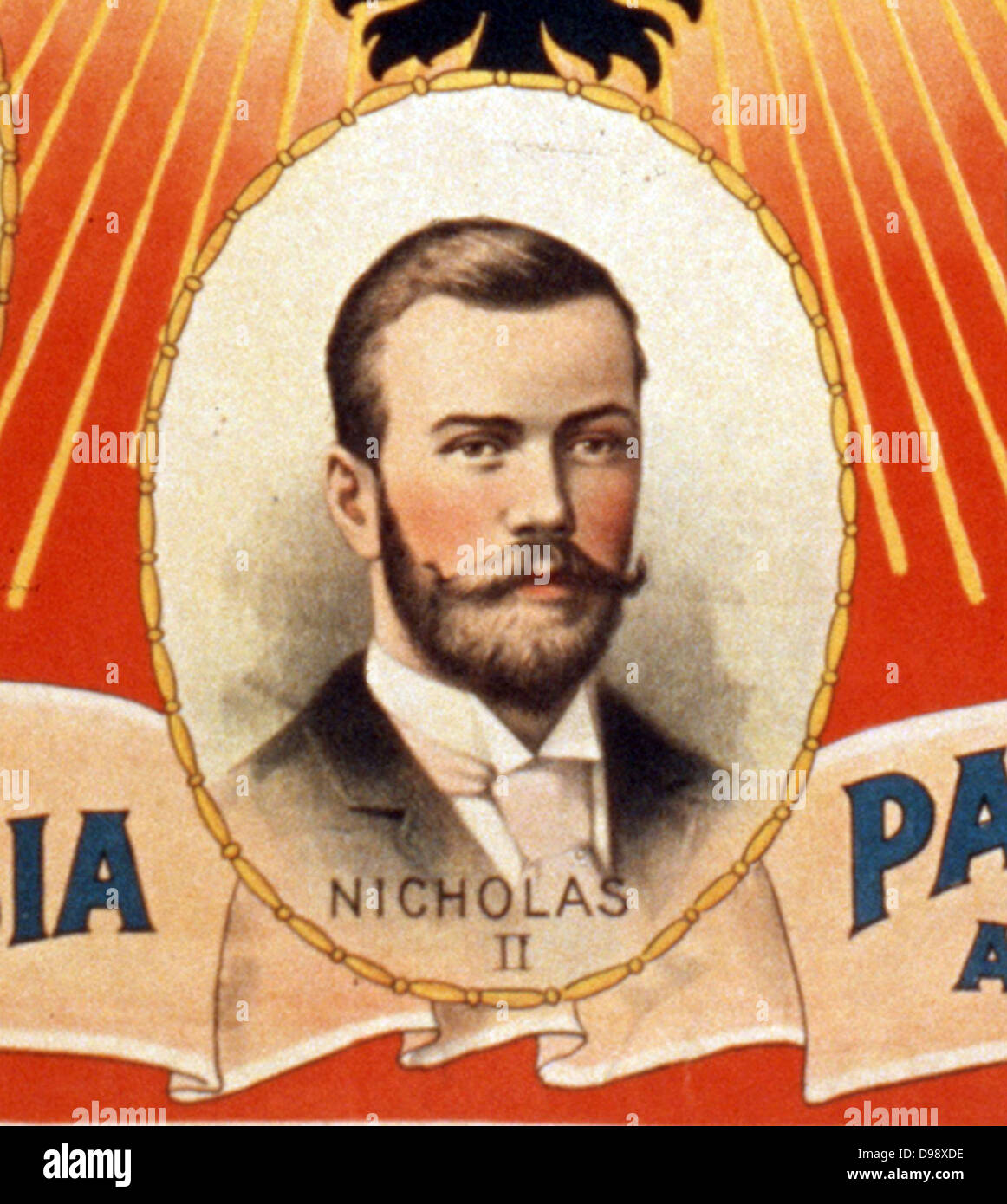 La Russia più scuro di un grand romance dello zar il realm. Poster da artista americano Sidney Ellis 1850-1931. c1895. Didascalia: i governanti della Russia, del passato e del presente: "Ivan il Terribile" ... Nicholas II. (Dettaglio raffigurante: lo Zar Alessandro I) Foto Stock