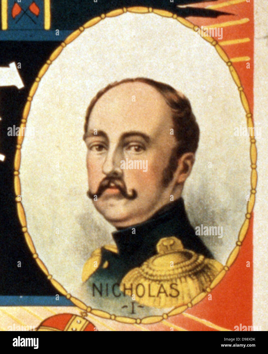 La Russia più scuro di un grand romance dello zar il realm. Poster da artista americano Sidney Ellis 1850-1931. c1895. Didascalia: i governanti della Russia, del passato e del presente: "Ivan il Terribile" ... Nicholas II. (Dettaglio raffigurante: lo Zar Nicola I) Foto Stock