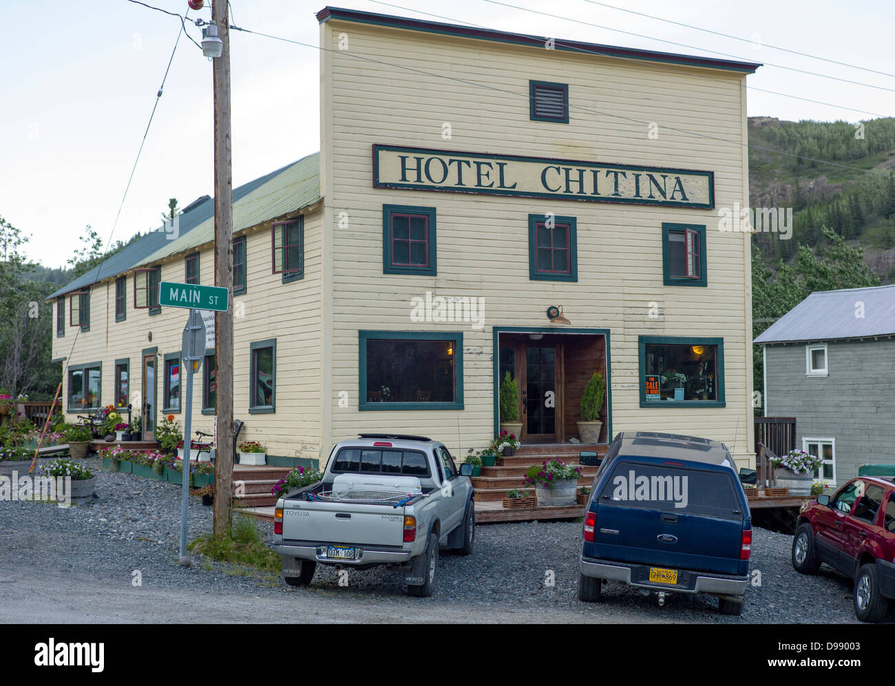 Hotel chitina, piccola e remota città di chitina, Alaska, STATI UNITI D'AMERICA Foto Stock