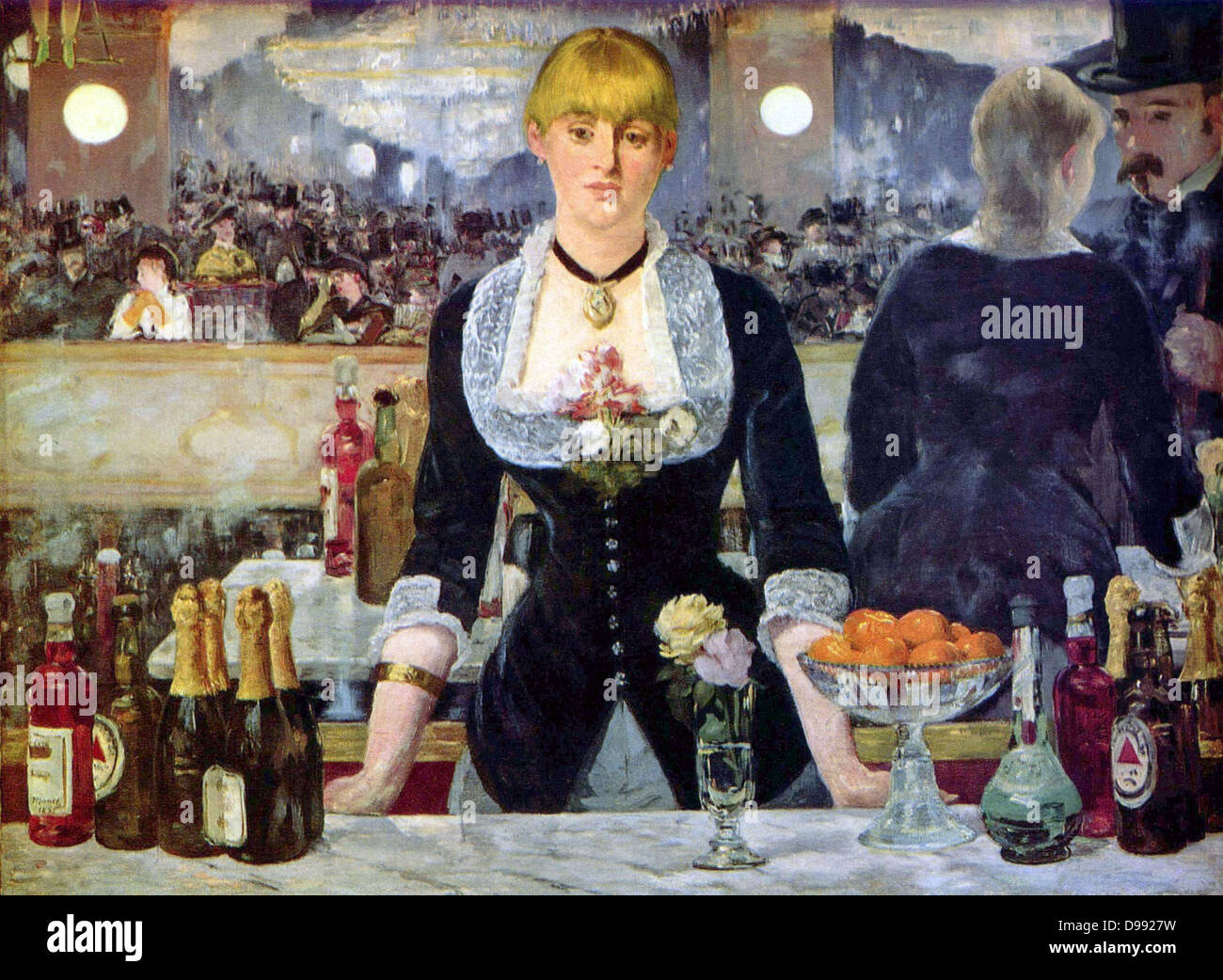 Bar presso il Folies Bergere", 1882, l'artista della grande opera. Olio su tela. Edouard Manet (1832-1883) artista francese, transizione dal realismo di impressionismo. Foto Stock